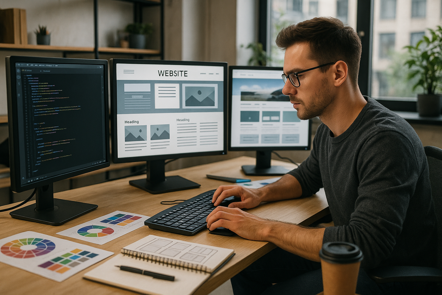 an image of a web designer working hard