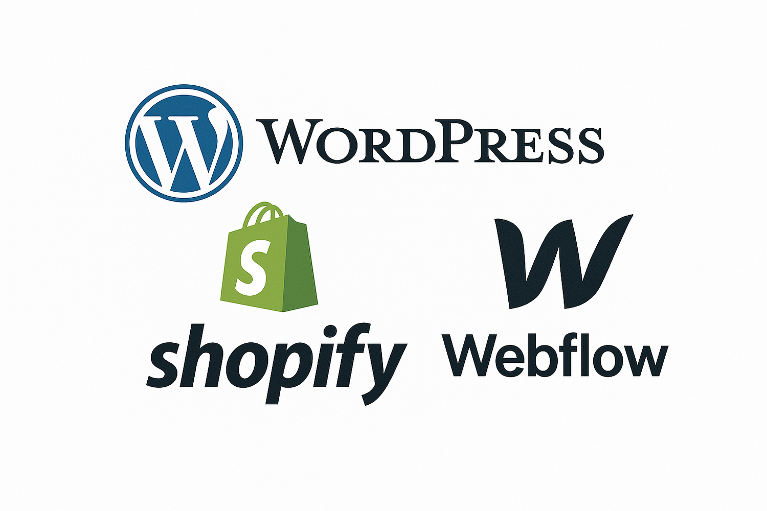 image showing the most popular CMSs like WordPress, Shopify and Webflow